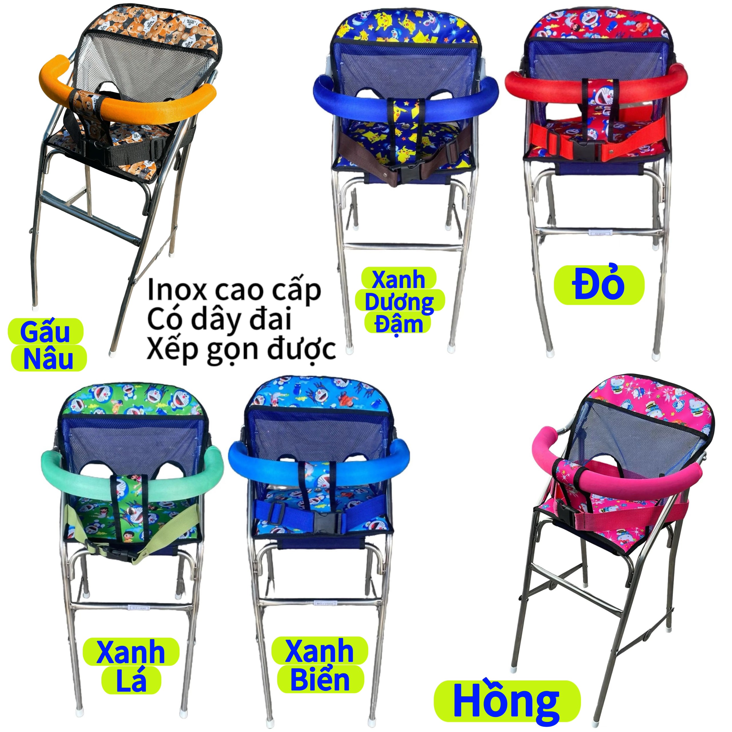 ( GHẾ INOX CÓ DÂY ĐAI ) Ghế ngồi xe tay ga cho bé (có cả dây đai và vòng bảo hiểm an toàn) ghế ga xếp INOX Cao Cấp