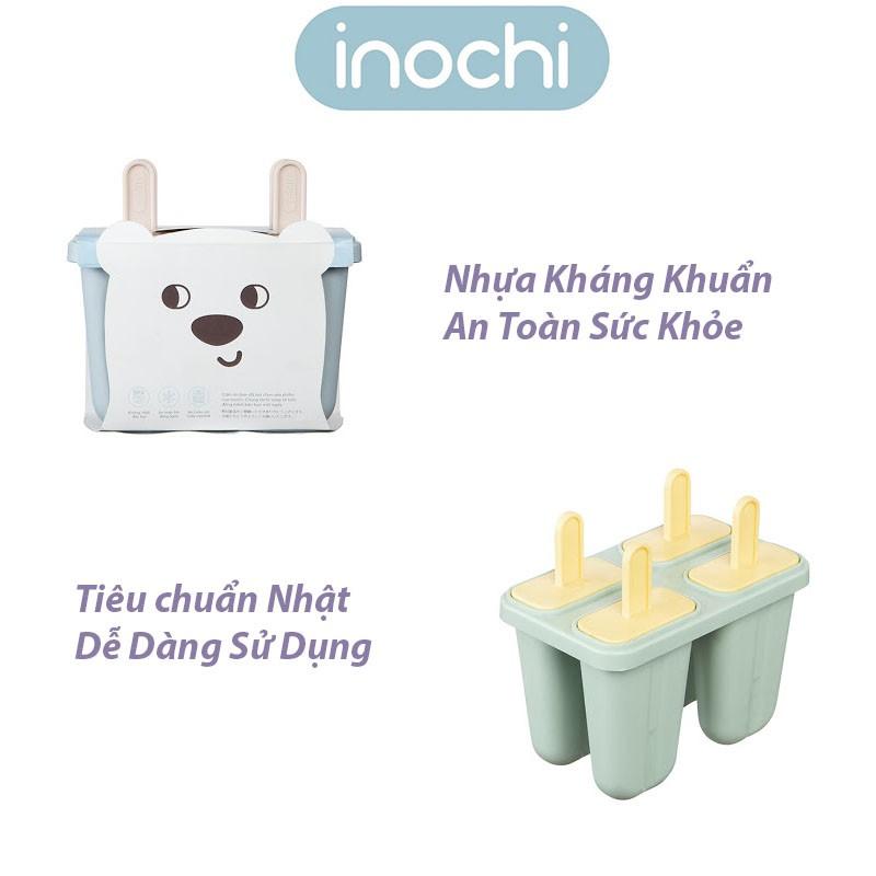 Khuôn Làm Kem 4 Que Chính Hãng Cao Cấp INOCHI Nhựa Nguyên Sinh An Toàn Sức Khỏe Tiêu Chuẩn Nhật Bản