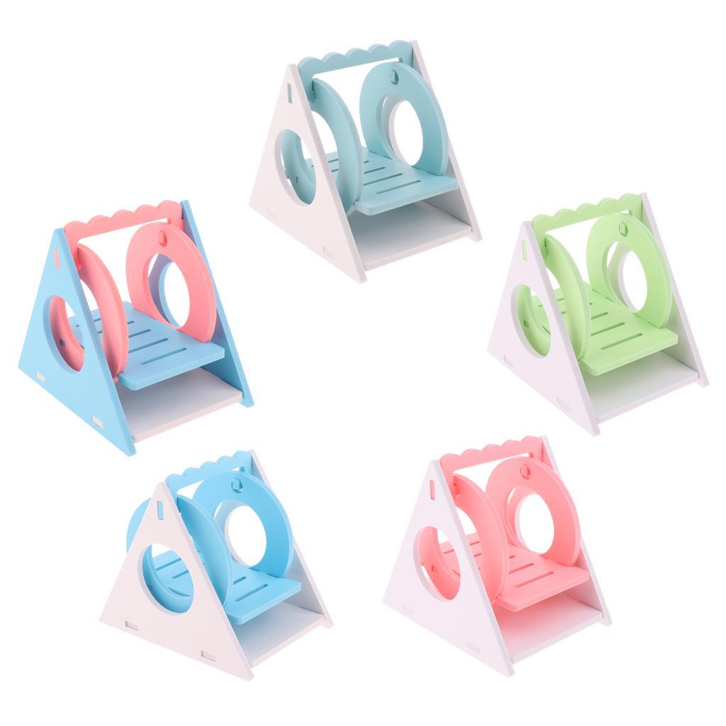 Hamster Toy Swing Wooden Colorful Small Chinchilla Squirrel Supply pink