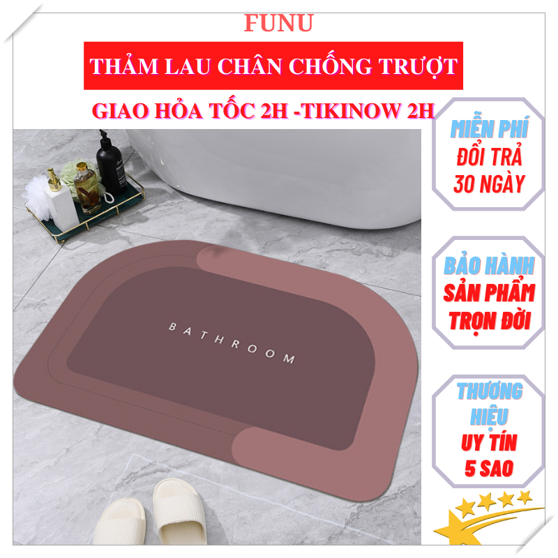 Thảm chùi chân Bathroom cao cấp, thảm lau chân đa năng chống trơn trượt, thấm hút siêu tốt, dễ dàng vệ sinh - Hàng chính hãng