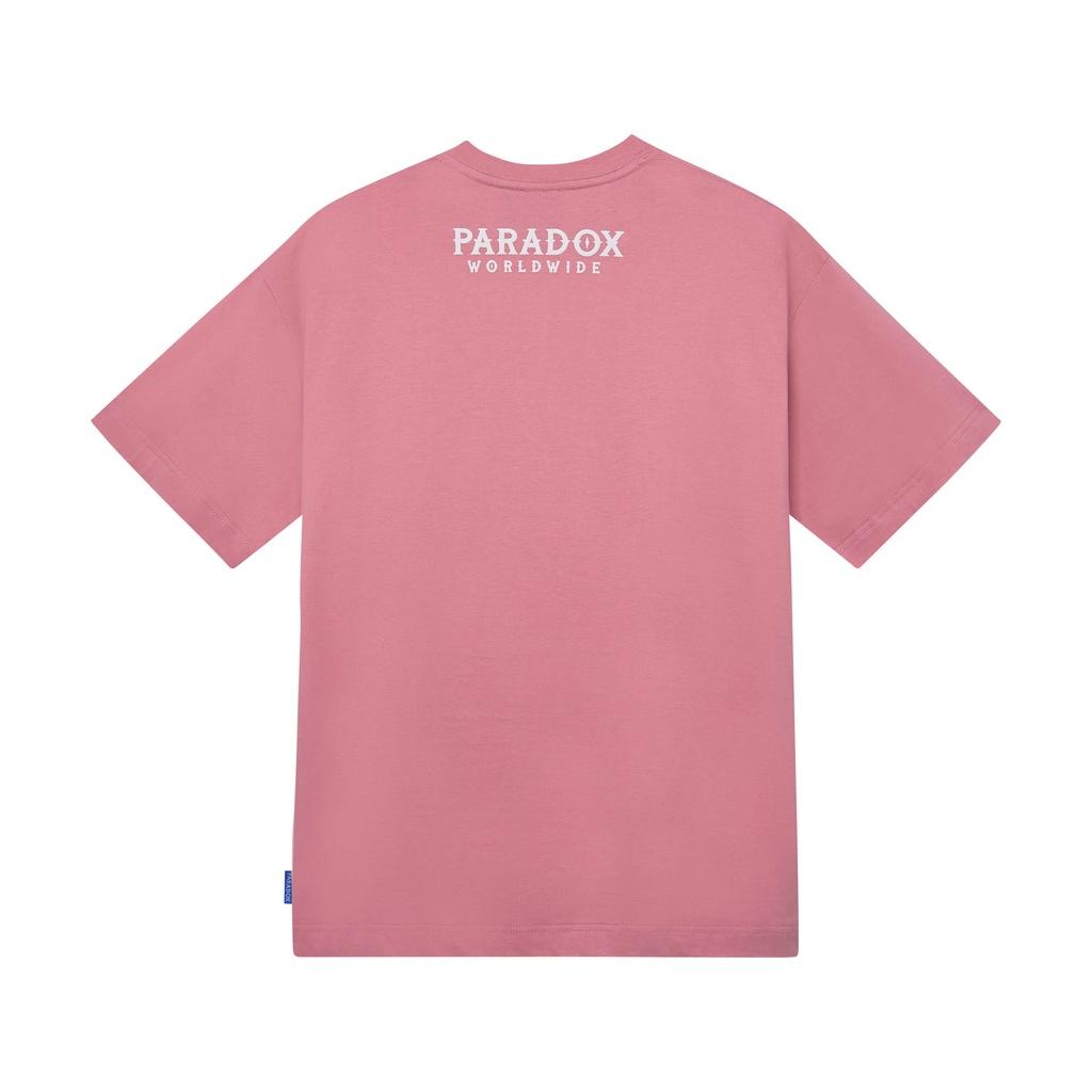 Áo thun form rộng Paradox tay lỡ - Unisex - In hình - VERTICAL EMBOSSING - Màu hồng đậm
