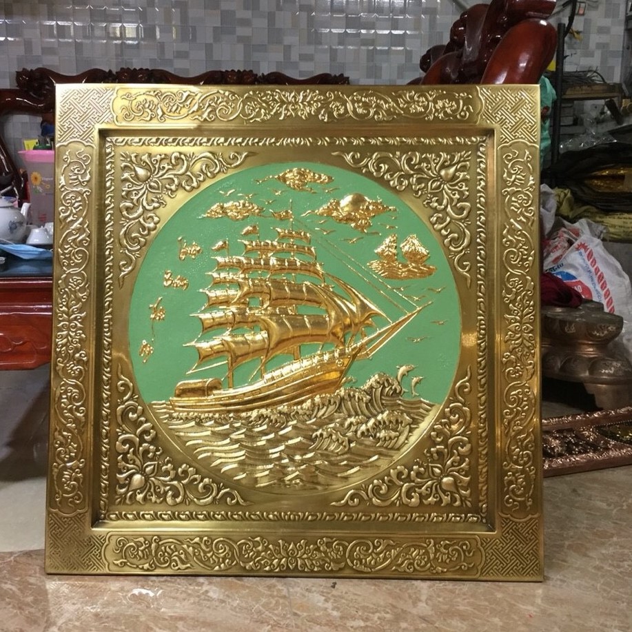 Tranh đồng thuận buồm xuôi gió đúc liền khối 90 x 90cm