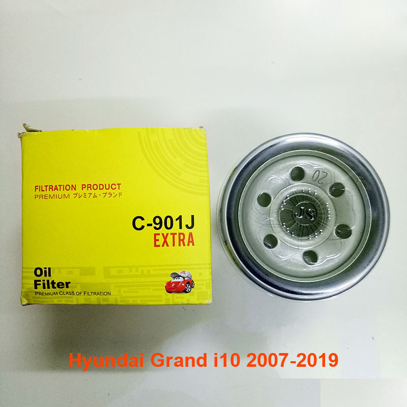 Lọc nhớt cho xe Hyundai Grand i10 nhập khẩu 2007, 2008, 2009, 2010, 2011, 2012, 2013, 2014, 2015, 2016, 2017, 2018, 2019 26300-02503 mã C901J-5