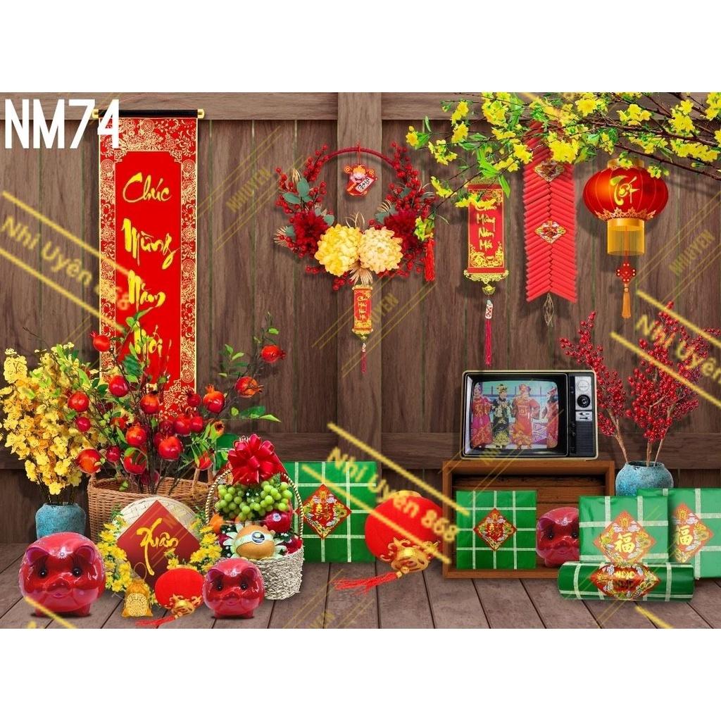 Tranh vải decor / Thảm vải treo tường / Thảm vải chụp ảnh chủ đề Tết (mã NM74)