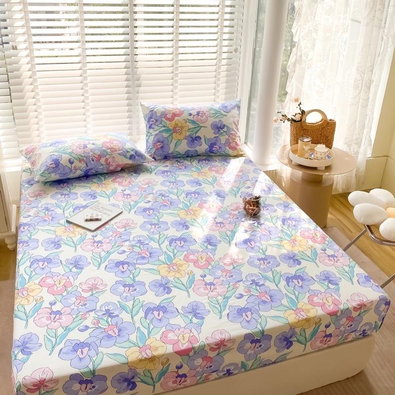 Bộ Ga Gối  100% Cotton Hàng Nhập Khẩu Cao Cấp 3 Món Hoa Hồng Vintage