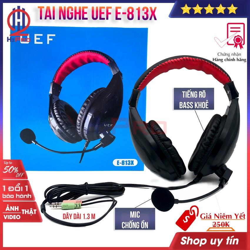 Tai nghe chụp tai có dây UEF E-813X H2Pro có micro-chống ồn-tiếng rõ-bass khoẻ (1 chiếc), tai nghe gaming cao cấp 1.3m