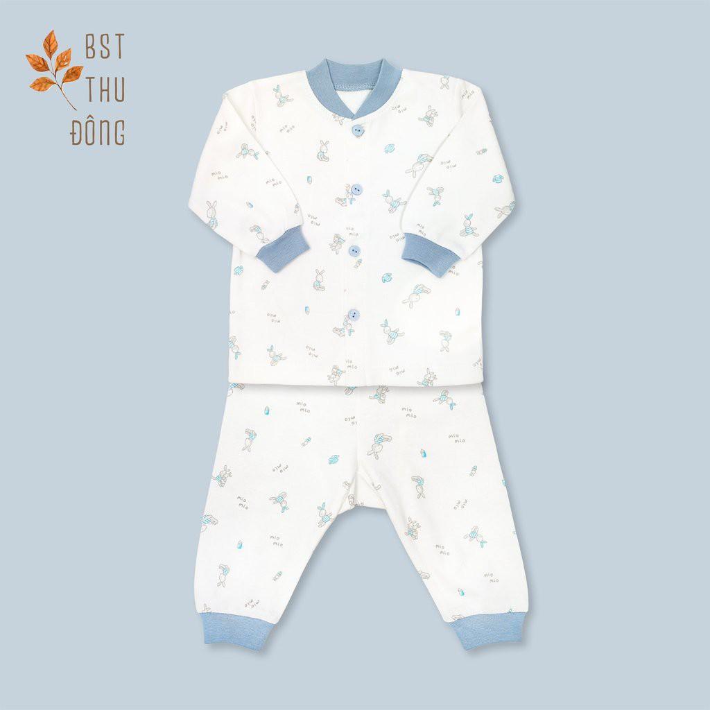 Bộ quần áo Miomio dài tay cài giữa dày 100% cotton