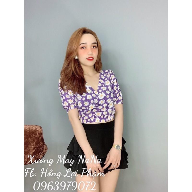 Áo kiểu tay phồng hoa nhí dễ thương