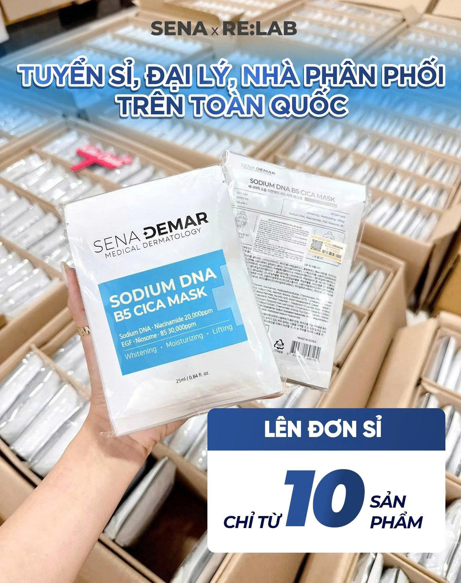 Combo 5-10-20-30-50 miếng Mặt nạ Senademar Sodium DNA B5 mask 25ml hạn 2029 Hàn Quốc cấp ẩm dưỡng trắng phục hồi