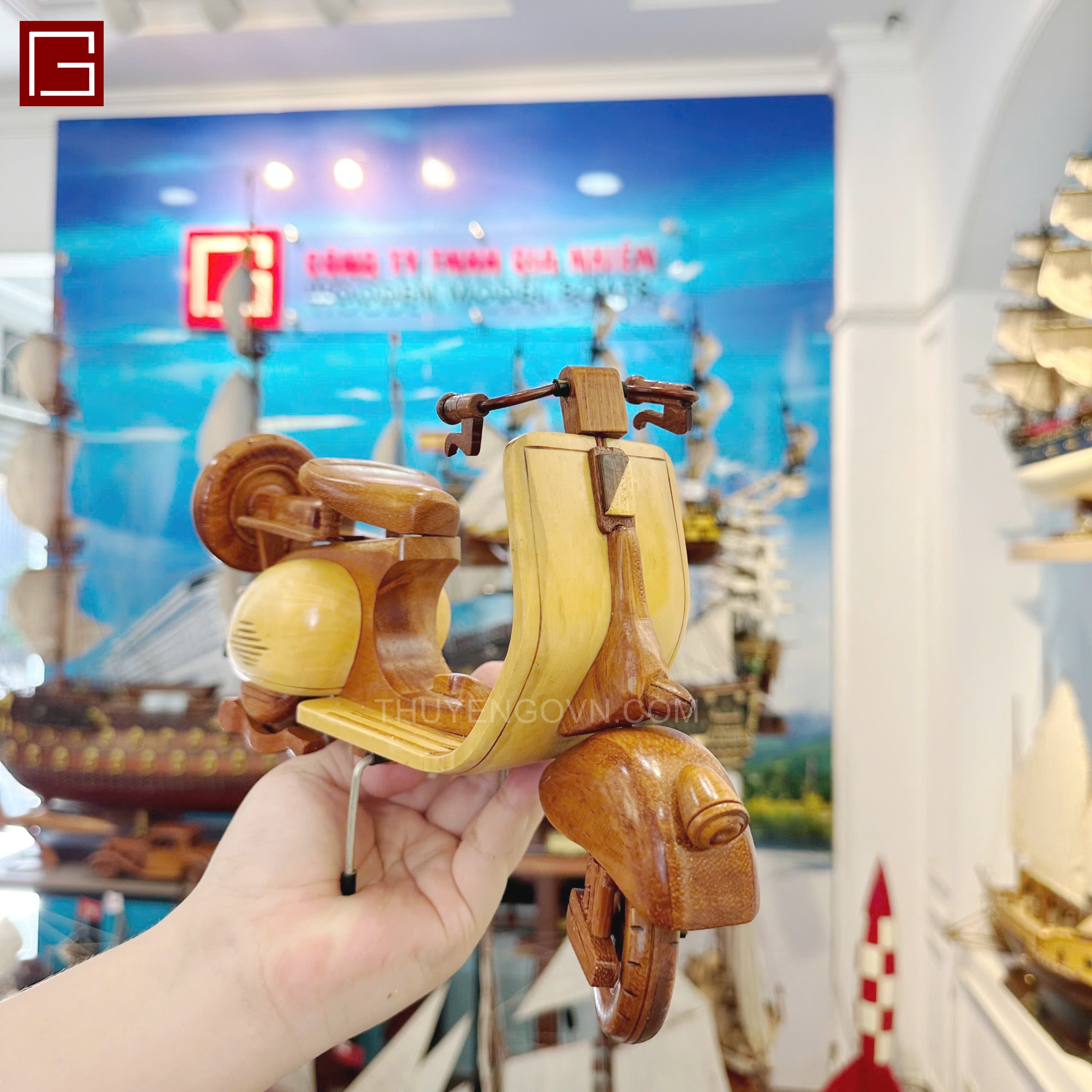 Mô hình xe máy VESPA gỗ tràm, mô hình trang trí, decor phòng học, bàn làm việc, hàng chính hãng chất lượng cao