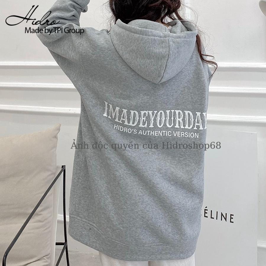 Áo Khoác Hoodie Nỉ Bông Unisex Nam Nữ Khóa Zip In Chữ Form Rộng Ulzzang