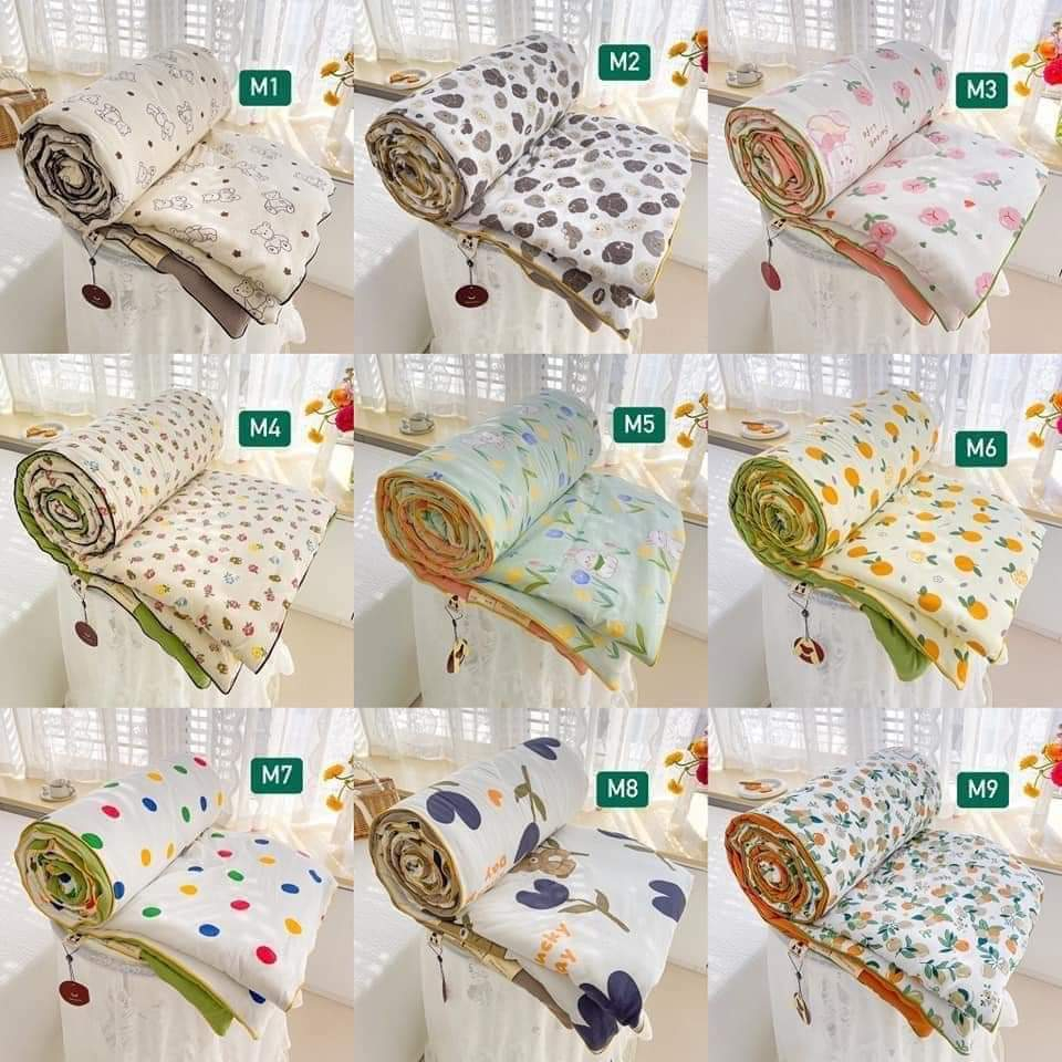 Chăn Hè Cotton Đũi Hàn Quốc Hàng Loại 1 Mềm Siêu Mát Lạnh Mùa Hè