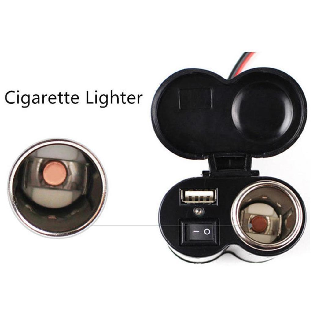 USB Cigarette Lighter Power Outlet Hardwire Cable For Motorcycle Car Auto