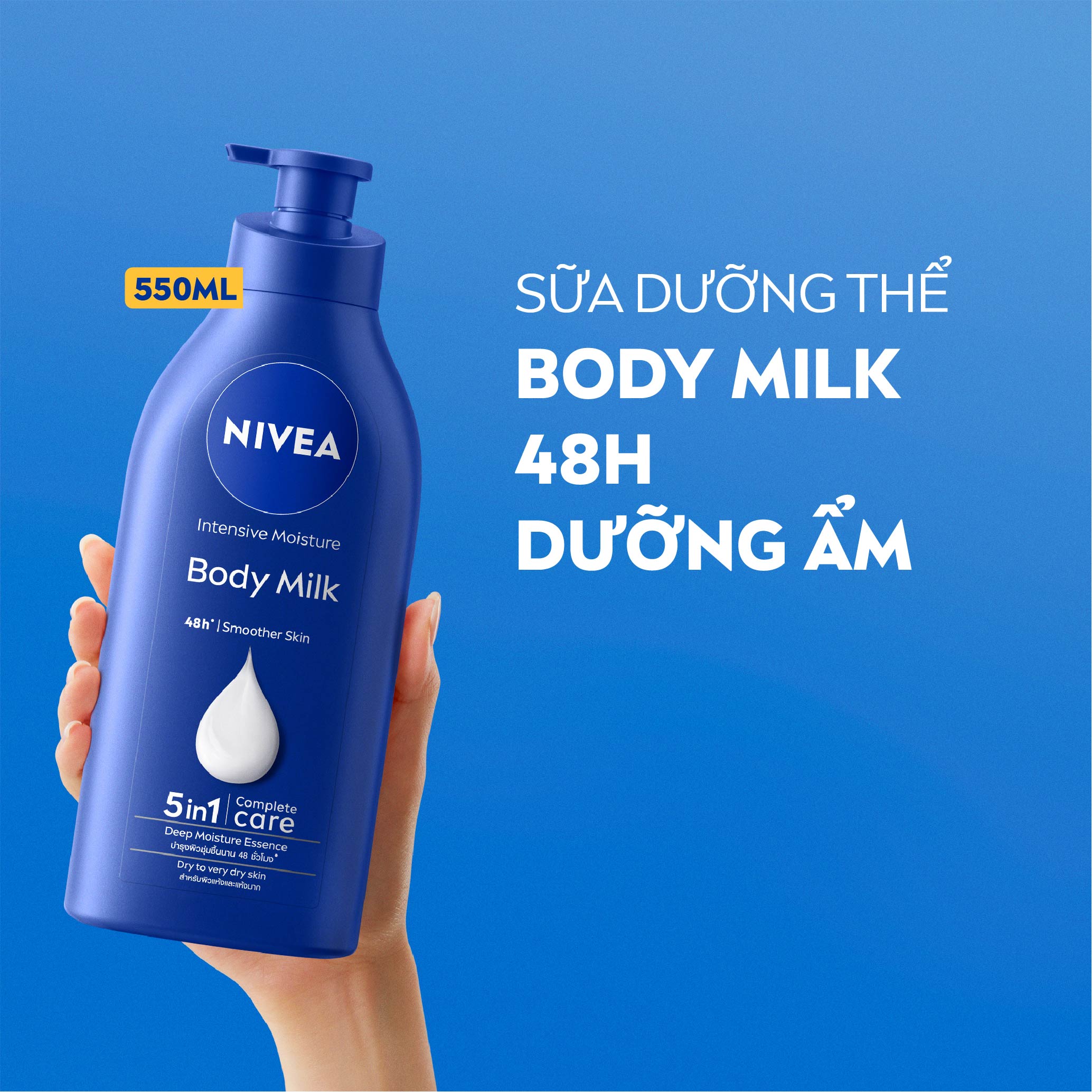 Sữa Dưỡng Thể NIVEA Dưỡng Ẩm Chuyên Sâu 48H | Thấm Nhanh (550 ml) - 98943