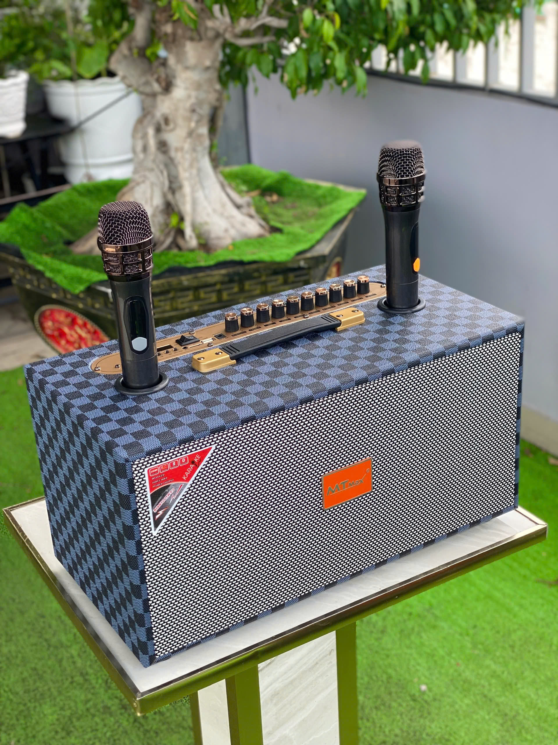 Loa xách tay karaoke nghe nhạc du lịch B62 Pro Bass đôi 16 công suất 300w kèm 2 micro không dây cao cấp giá rẻ hàng nhập khẩu