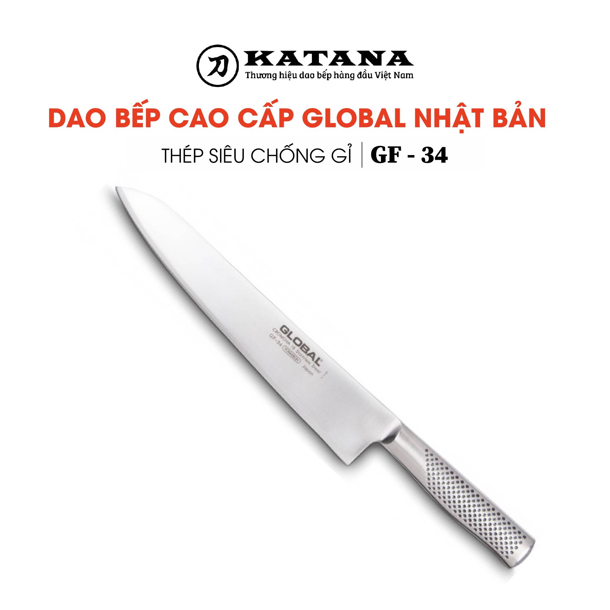 Dao bếp Nhật cao cấp Global GF34 Chef - Dao thái thịt cá (270mm) - Dao bếp Nhật chính hãng