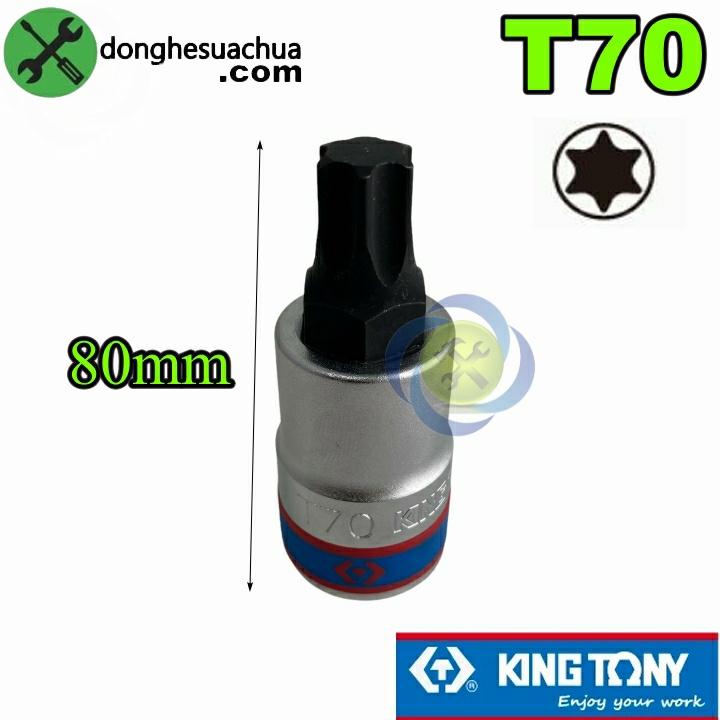 Đầu tuýp sao T70 3/4 Kingtony 602370 dài 80mm trắng đen