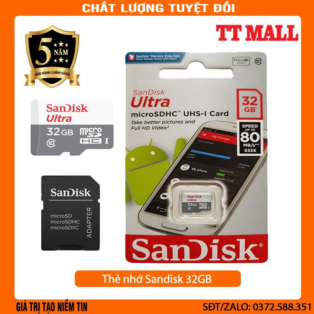 Thẻ Nhớ MicroSDHC SanDisk Ultra 32GB - Hàng chính hãng