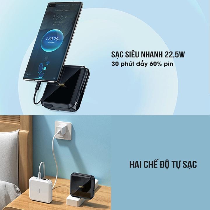 Cốc sạc nhanh kiêm pin sạc dự phòng đa năng Remax RPP-276 15000mAh tích hợp cáp sạc type C và iphone