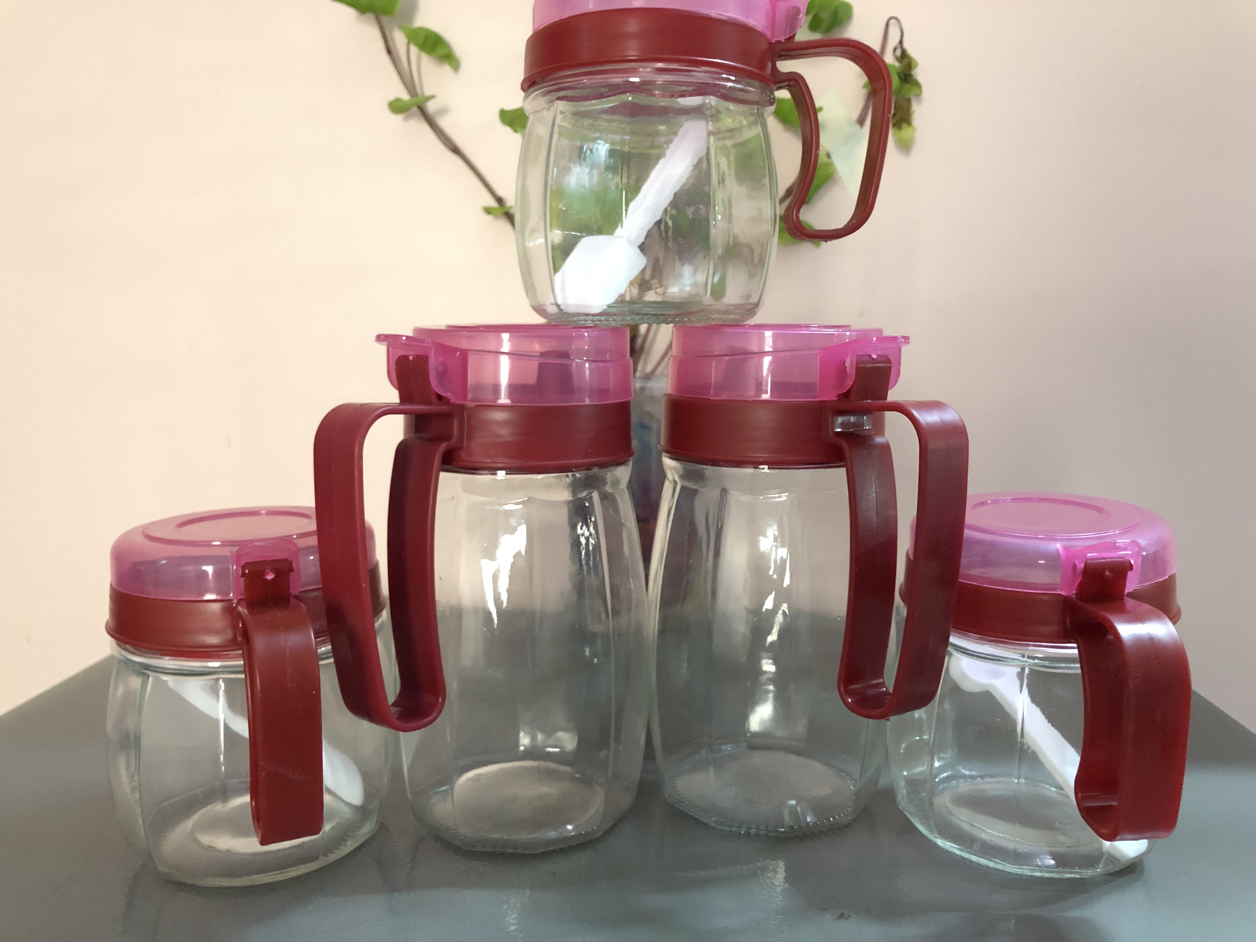 Set 5 bình đựng gia vị thủy tinh nhà bếp