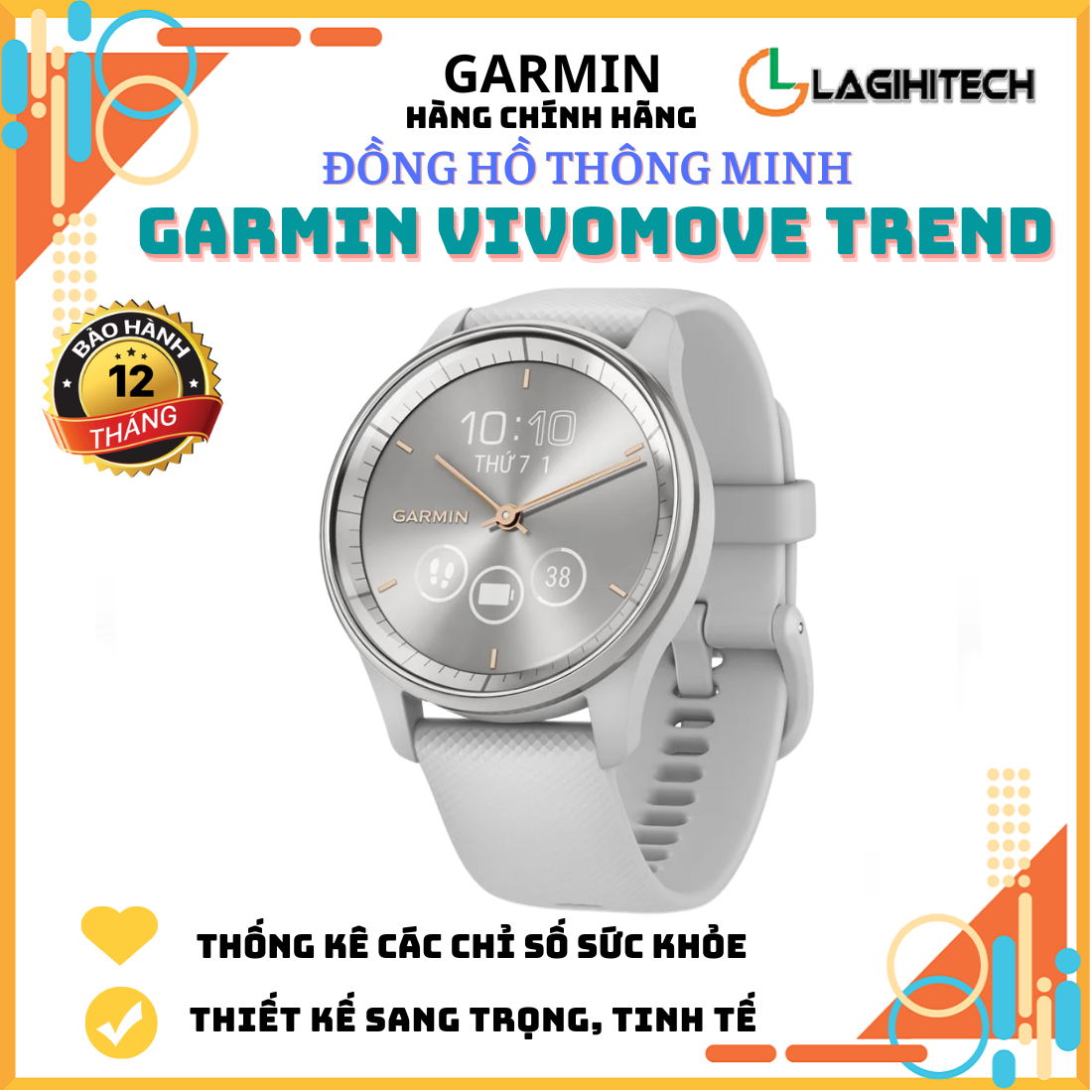 Đồng Hồ thông minh Garmin Vivomove Trend - Hàng Chính Hãng