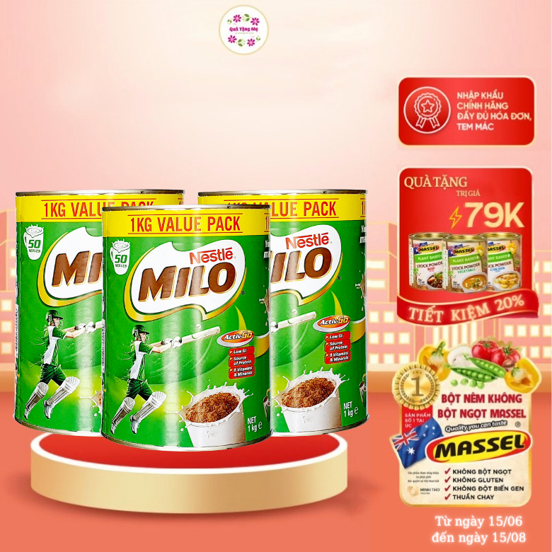 Combo 3 Sữa Milo Australia Nestlé - Nhập khẩu Australia, cung cấp nguồn năng lượng dồi dà, tăng cường thể lực - QuaTangMe Extaste