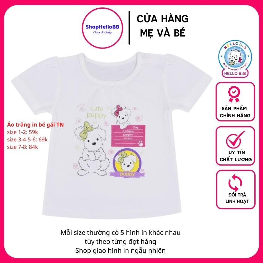 Áo ngắn in bé gái tay ngắn Hello B&amp;B (Hình in ngẫu nhiên tùy size) | ShopHelloBB