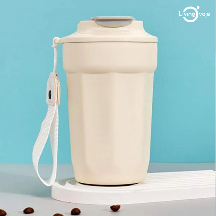 Bình nước giữ nhiệt loại 450ml có quai, dây đeo tay - SUS316 Inox Cao Cấp kháng khuẩn