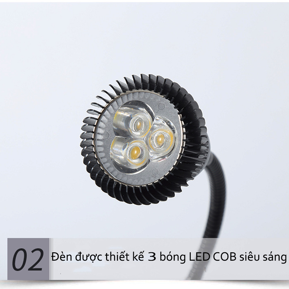 Đèn học và đọc sách Kẹp đầu giường BOFIT 5W-220V, Bóng Led COB ánh sáng chiếu rọi điểm