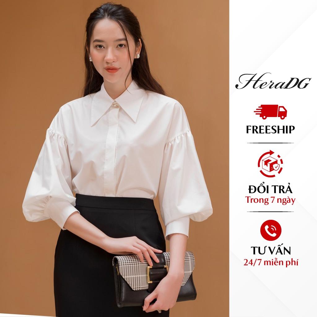 Áo Sơ Mi Nữ Thiết Kế Cổ Đức Bản To Tay Bồng HeraDG - SASBA018