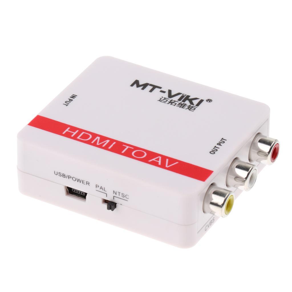 1080P  to AV 3RCA CVBs Composite Video Audio Converter White Adapter