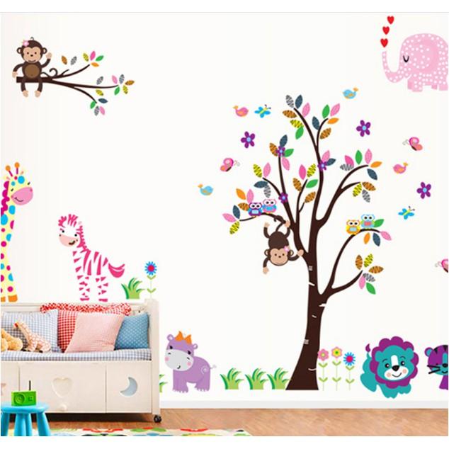 Decal trang trí Vườn Thú sắc màu - SIZE LỚN
