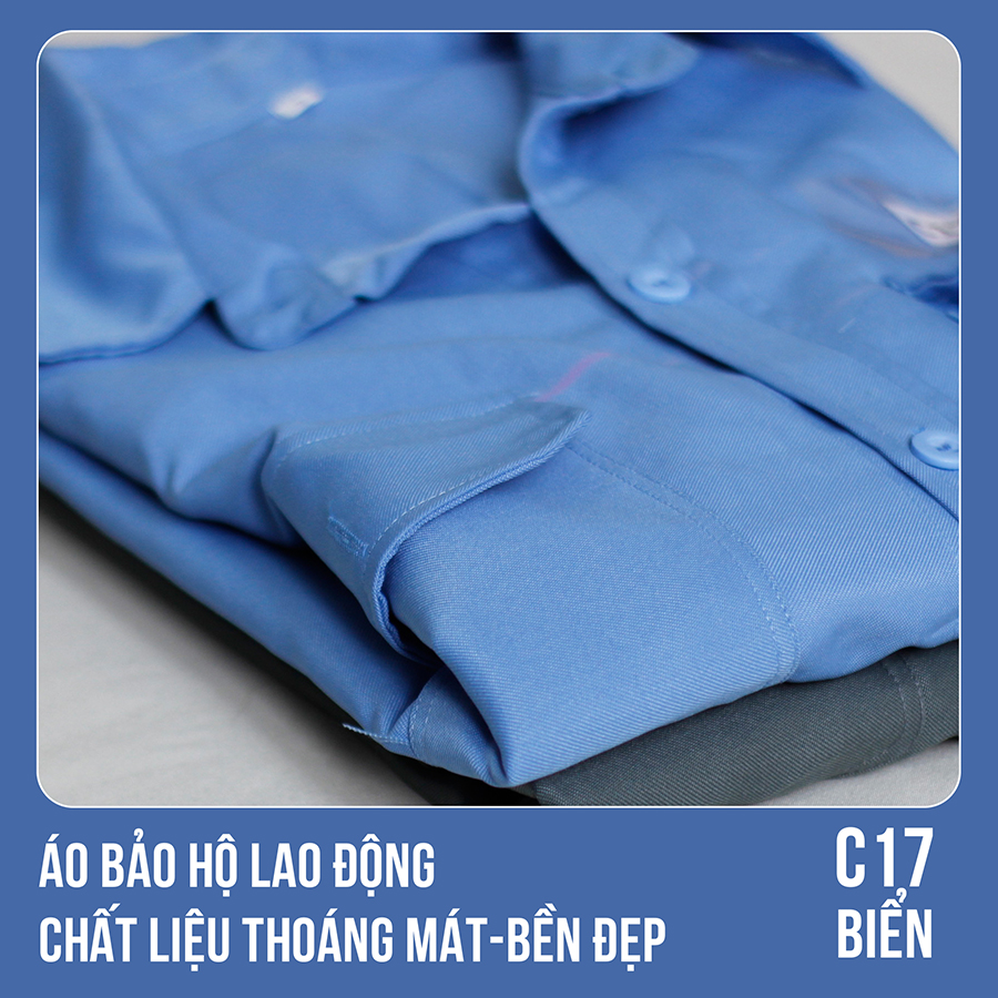Áo bảo hộ lao động, chất liệu thoáng mát, bền đẹp - Mã C17 (BIỂN) - 5