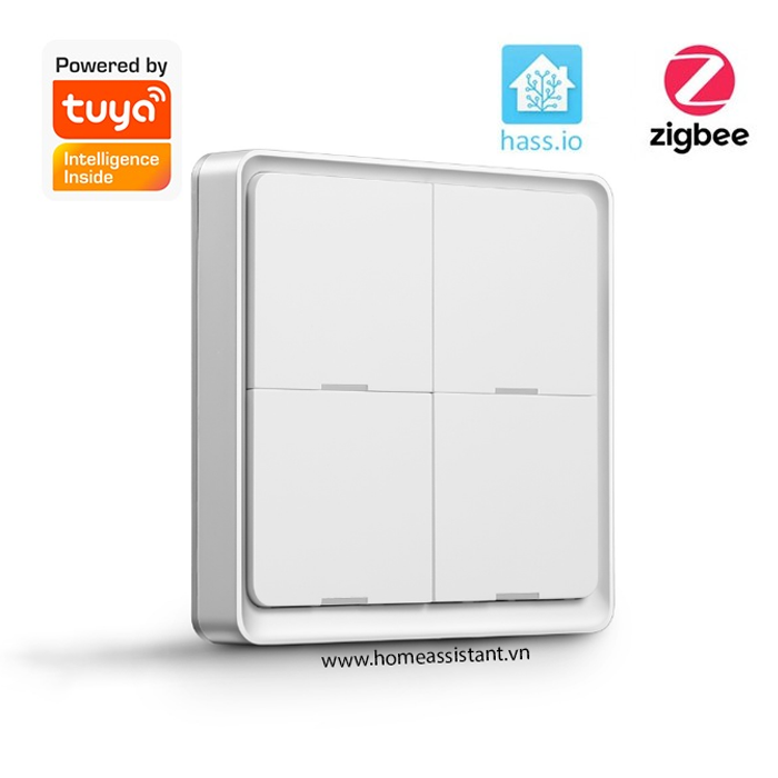 Công Tắc Ngữ Cảnh 4 Nút Zigbee Tuya Dán Tường Dùng Pin SC04 (Hỗ trợ Home Assistant)