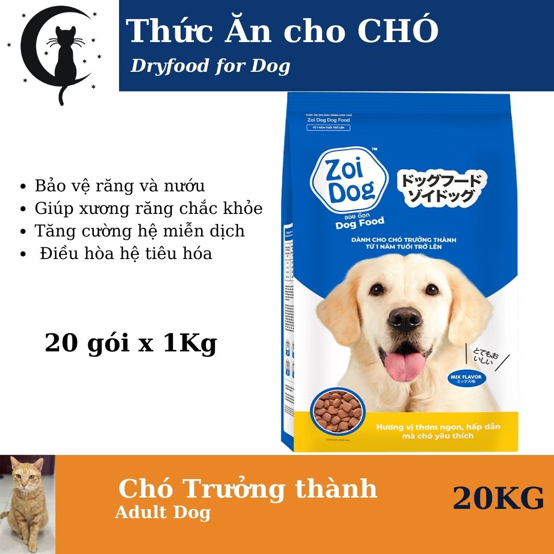 [Bao 20Kg] Zoi Dog Hạt Thức Ăn cho Chó [Dryfood for Dog] - (1Kg x 20 Gói)