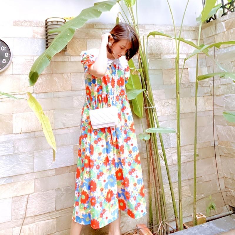 Đầm babydoll hoa nhí dáng dài siêu cưng