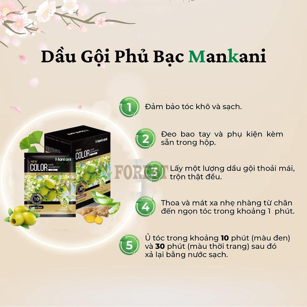 Gói Dầu Gội Nhuộm Tóc, Phủ Bạc Thảo Dược Mankani [Gói 25ml - Nâu Vàng