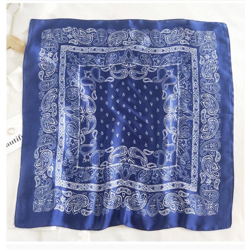 Khăn turban bandana lụa vuông cao cấp choàng cổ size 70x70cm thanh lịch đa năng dùng làm áo yếm in hoa văn trang trí