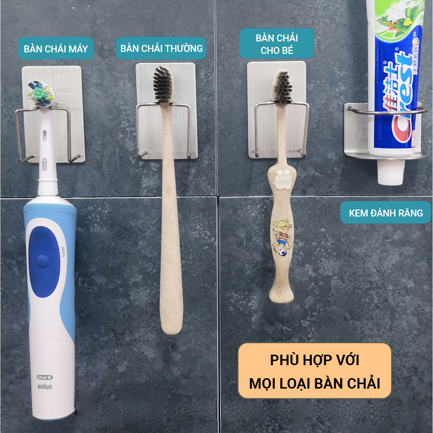 Bộ combo 4 móc treo bàn chải, kem đánh răng tiện lợi VANDO