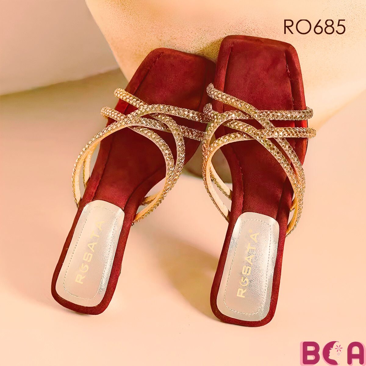 Dép Guốc Nữ Da Nhung Cao Cấp, Gót Cao 5cm RO685 ROSATA tại BCASHOP Tôn Dáng, Quyến Rũ, Êm Ái