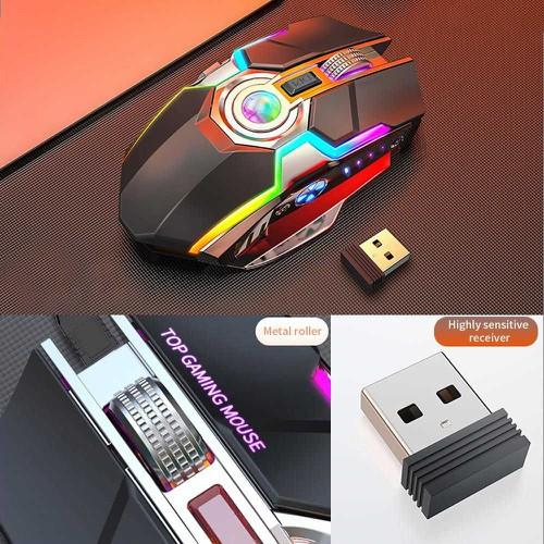 Chuột A5 Không Dây Chơi Game Sạc Pin Im Lặng Ergonomic 7 Phím Đèn Nền RGB 1600 DPI