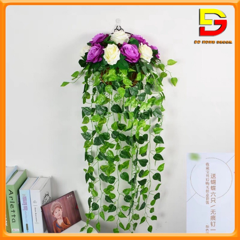 Giỏ Hoa Giả Treo Tường Hoa Trang Trí Decor Nhà Cửa Ban Công Quán Cafe DG-124