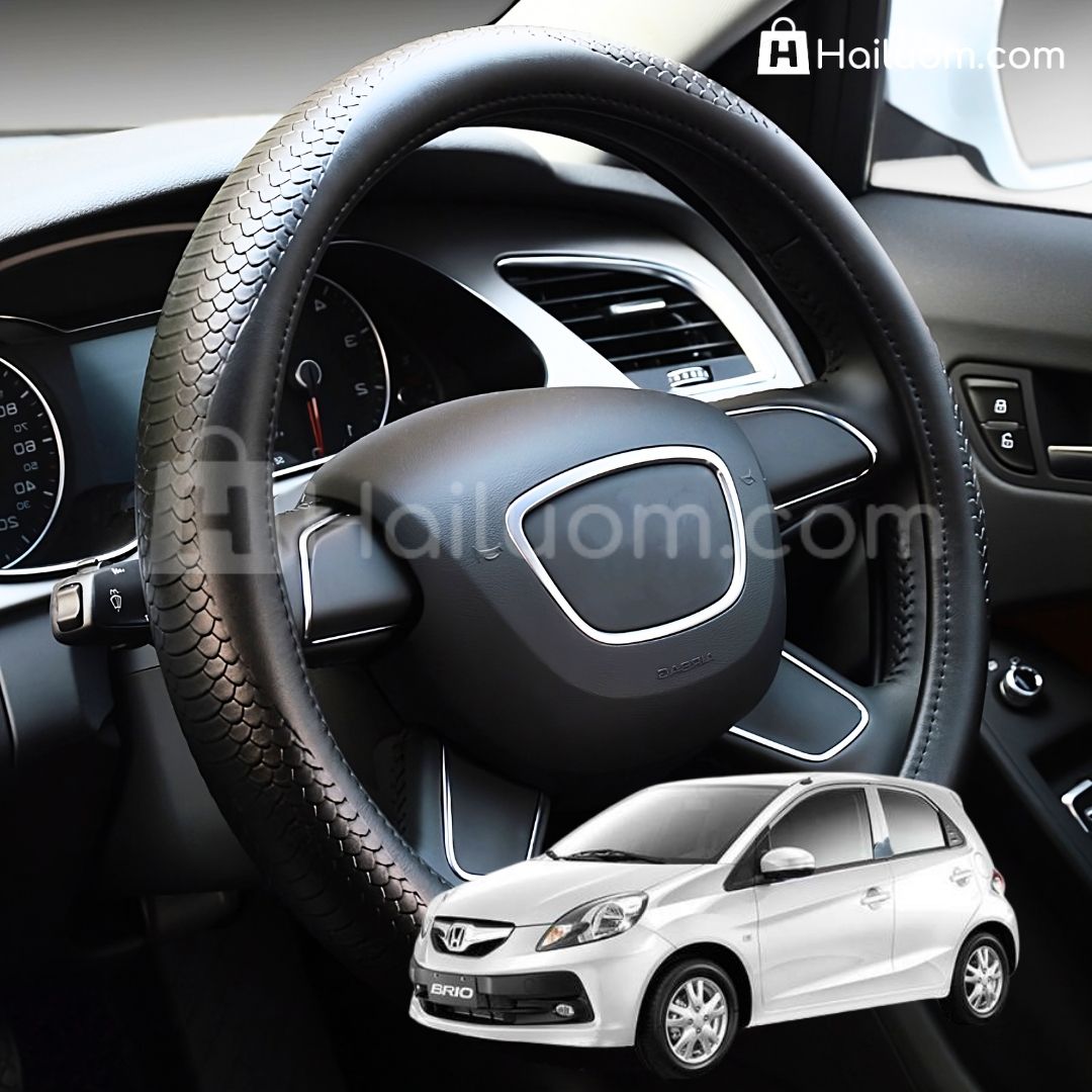 Bọc Vô Lăng ô tô cho HONDA BRIO Da Thật Họa Tiết Da Rắn Cao Cấp