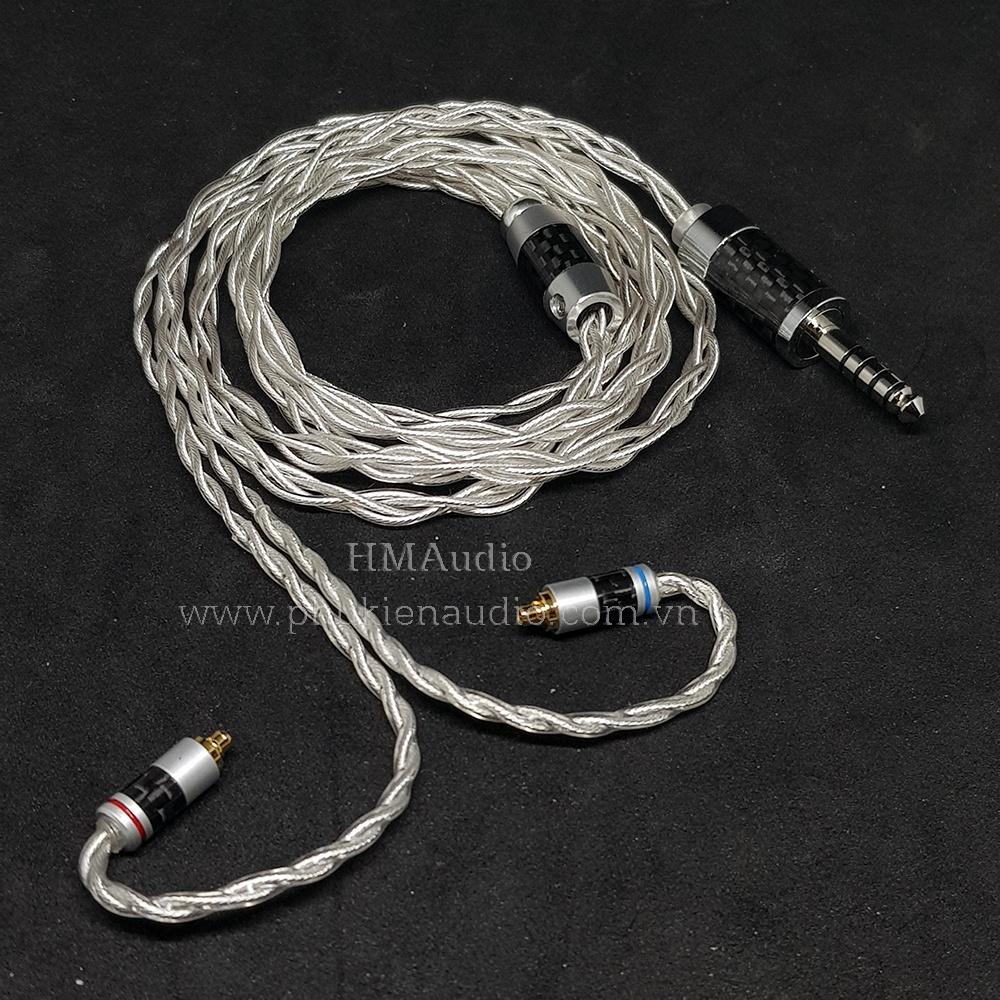 Dây tai nghe đồng mạ bạc 7N OCC Litz 24AWG đường kính dây đơn 1.2mm tết 4 sợi - Connetor IM01/02/03 IM50/70 A2DC IE80/80s IE40Pro IE100/500 IE300/900 2Pin MMCX