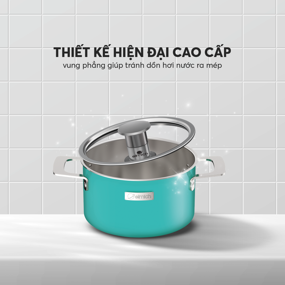 Nồi inox liền khối Elmich Hera EL-8100 size 16cm dùng bếp từ - Hàng chính hãng