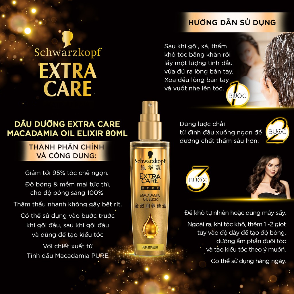 Dầu dưỡng tóc EXTRA CARE  Macadamia Oil Elixir 80ML