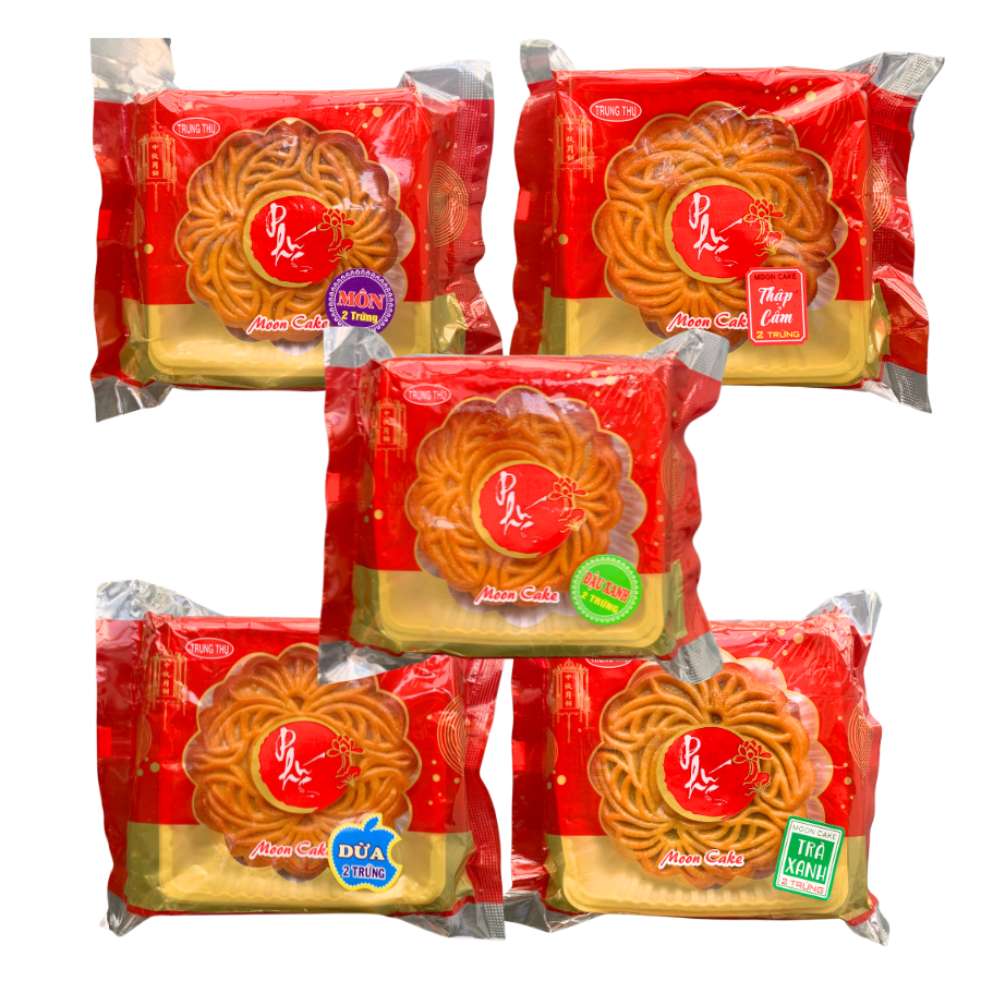 Hộp 4 bánh Trung Thu Tân Lộc Phát | Quà Tặng Trung Thu Đoàn Viên | Nhân Bánh Nhiều Vị (Thập Cẩm, Đậu Xanh, Khoai Môn, Dừa, Trà Xanh)