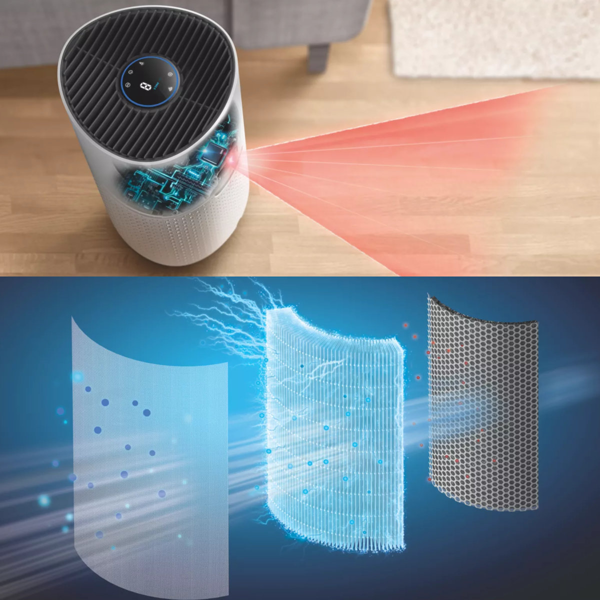 Máy lọc không khí Philips AC1715/20 công suất 27W, điểu khiển bằng giọng nói - Hàng chính hãng