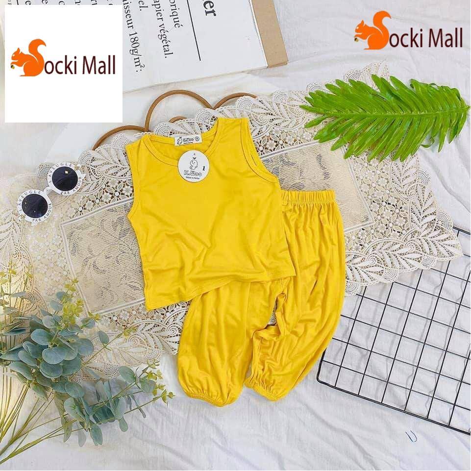 Thời trang trẻ em - Đồ bộ quần áo thun bé trai, bé gái, ba lỗ trơn, chất cotton mát mẻ