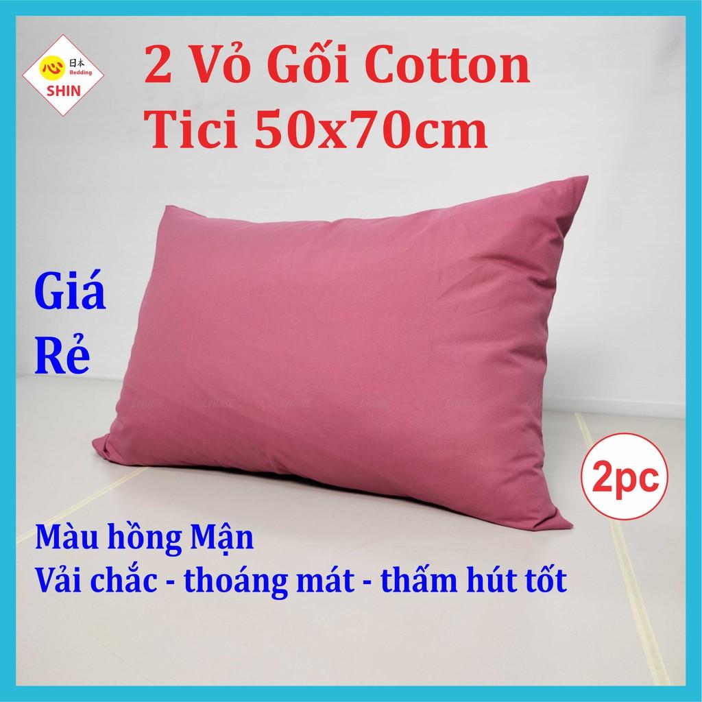 Cặp vỏ gối ngủ cotton tici 50x70cm giá siêu rẻ cho 2 áo gối nhiều màu đẹp